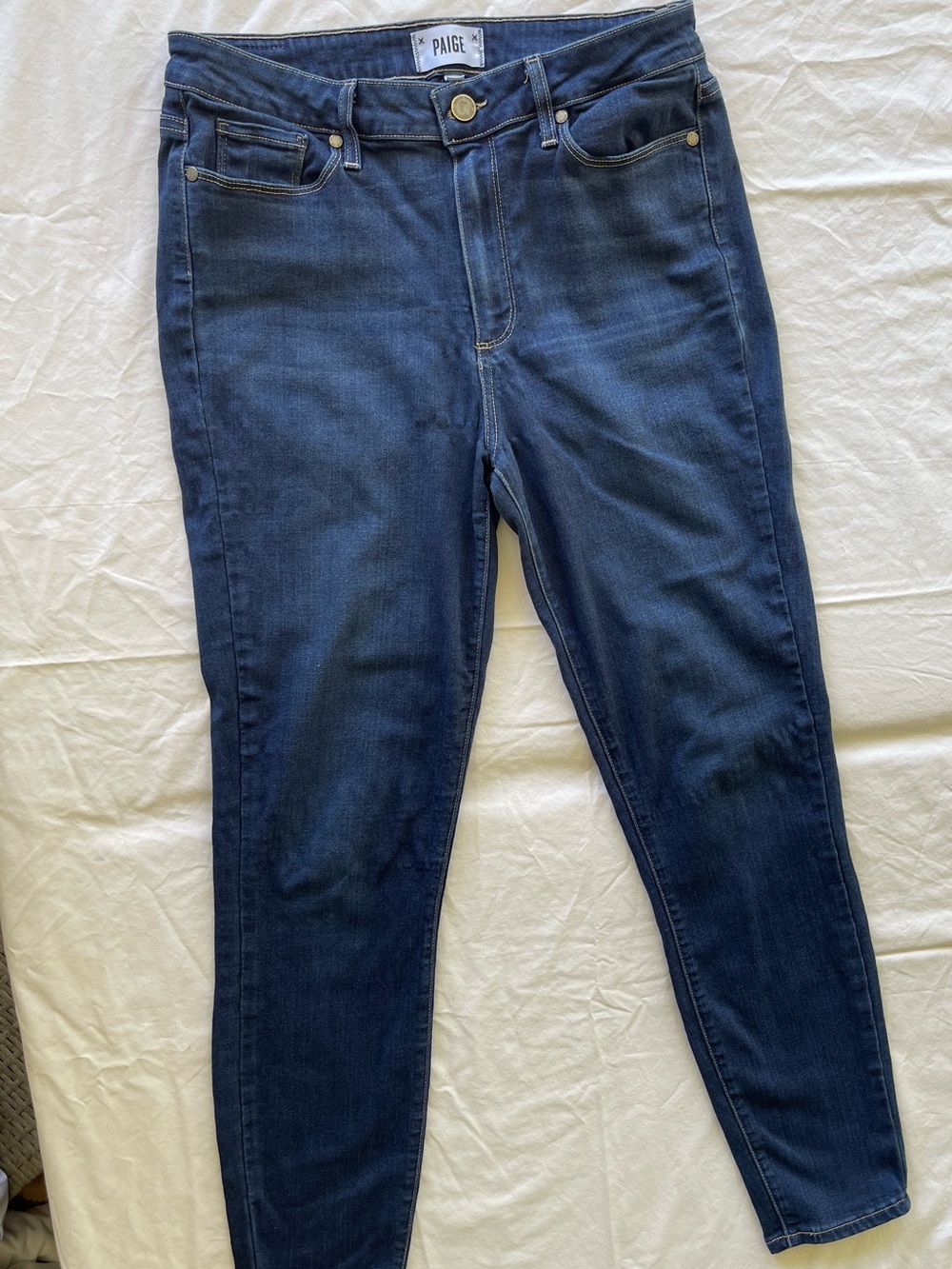 PAIGE Navy Blue High-Rise Skinny Jeans